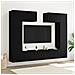 Set di mobili TV a parete in rovere nero  8 pezzi in legno truciolare, Supporto TV in rovere nero  80x30x30 cm in legno truciolare, Mobile TV a parete  - 2 pezzi in rovere nero, 30.5x30x90 cm in legno truciolare, Mobili TV  2 pezzi in rovere nero 100x30x3 - Foto miniatura 2