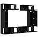 Set di mobili TV a parete in rovere nero  8 pezzi in legno truciolare, Supporto TV in rovere nero  80x30x30 cm in legno truciolare, Mobile TV a parete  - 2 pezzi in rovere nero, 30.5x30x90 cm in legno truciolare, Mobili TV  2 pezzi in rovere nero 100x30x3 - Foto miniatura 5