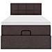 Pouf Letto con Materasso Marrone Scuro 90x200 cm in Tessuto - Foto miniatura 7