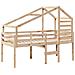 Letto a Soppalco con Tetto 75x190 cm in Legno Massello di Pino - Foto miniatura 3