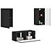 Set mobile TV Montaggio a parete 2 pcs Nero Legno multistrato - Foto miniatura 3