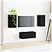 Set mobile TV Montaggio a parete 2 pcs Nero Legno multistrato - Foto miniatura 4
