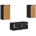 Set mobile TV Montaggio a parete 2 pcs Nero Legno multistrato - Foto miniatura 8