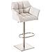 Sgabello Alto Bar Damaso I Sgabello Design Cucina Trapuntato in Tessuto con Braccioli E Schienale Imbottiti l Sedia Sgabello Bar Pub con Poggiapiedi Bianco Acciaio Inox - Foto miniatura 1