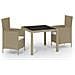 Set Mobili Da Giardino 3 Pz Con Cuscini In Polyrattan Beige - Foto miniatura 2