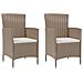 Set Mobili Da Giardino 3 Pz Con Cuscini In Polyrattan Beige - Foto miniatura 3