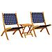 Sedie Pieghevoli Giardino 2pz Tavolino Blu Scuro Legno Massello - Foto miniatura 1