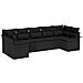 Set di 7 pezzi di divano da giardino con cuscini in rattan poly nero, Divano da giardino a 2 posti con spazio di stoccaggio e cuscini in rattan poly nero - Foto miniatura 1
