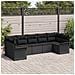 Set di 7 pezzi di divano da giardino con cuscini in rattan poly nero, Divano da giardino a 2 posti con spazio di stoccaggio e cuscini in rattan poly nero - Foto miniatura 2