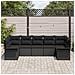 Set di 7 pezzi di divano da giardino con cuscini in rattan poly nero, Divano da giardino a 2 posti con spazio di stoccaggio e cuscini in rattan poly nero - Foto miniatura 3