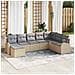 Set di divano da giardino 8 pezzi con cuscini beige in rattan sintetico - Foto miniatura 2