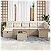 Set Divano da Giardino da 8 Pezzi con Cuscini Beige Polyrattan - Foto miniatura 3