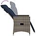 Sedie da giardino reclinabili 2 pz con cuscini grigie in polyrattan - Foto miniatura 7