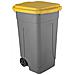 Bidone Carrellato Per Raccolta Differenziata Grigio 80 Litri - Fondo Grigio Con Coperchio Giallo - Foto miniatura 1