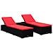Lettini Prendisole Con Tavolino 3 Pz In Polyrattan Nero - Foto miniatura 1