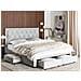 Letto Contenitore Velluto Grigio Chiaro 180 X 200 Cm Lievin - Foto miniatura 1