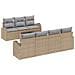 Set di divano da giardino 8 pezzi con cuscini Beige Poly Rattan - Foto miniatura 1