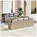 Set di divano da giardino 8 pezzi con cuscini Beige Poly Rattan - Foto miniatura 2
