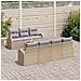 Set di divano da giardino 8 pezzi con cuscini Beige Poly Rattan - Foto miniatura 3