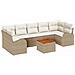 Set Divano da Giardino da 8 Pezzi con Cuscini Beige Polyrattan Acacia - Foto miniatura 1