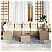 Set Divano da Giardino da 8 Pezzi con Cuscini Beige Polyrattan Acacia - Foto miniatura 3