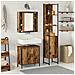 Set di mobili per bagno a 3 pezzi in legno ingegnerizzato effetto legno vecchio - Foto miniatura 2