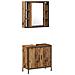 Set di mobili per bagno a 3 pezzi in legno ingegnerizzato effetto legno vecchio - Foto miniatura 6