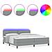Letto a molle con materasso Grigio chiaro 200 x 200 cm Tessuto - Foto miniatura 4
