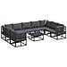 Set Divano da Giardino con cuscino 10 pcs Nero Alluminio - Foto miniatura 1
