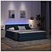 Letto con contenitore e LED con led Blu 160 x 200 cm Tessuto - Foto miniatura 5