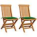 Sedie Da Giardino Con Cuscini Verdi 2 Pz In Massello Di Teak - Foto miniatura 1