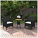 Set Da Pranzo Per Giardino 3 Pz In Polyrattan Nero - Foto miniatura 1