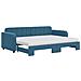 Divano Letto Estraibile Con Materassi Blu 80x200 Cm Velluto - Foto miniatura 1
