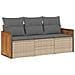 Set Divano Da Giardino 3 Pz Con Cuscini Beige In Polyrattan - Foto miniatura 2