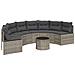Divano Giardino Tavolo Cuscini Semicircolare Grigio Polyrattan - Foto miniatura 2