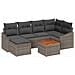Set di 7 Pezzi di Sofa da Giardino con Cuscini Grigio in Polyrattan e Acacia - Foto miniatura 1