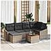 Set di 7 Pezzi di Sofa da Giardino con Cuscini Grigio in Polyrattan e Acacia - Foto miniatura 2