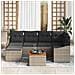 Set di 7 Pezzi di Sofa da Giardino con Cuscini Grigio in Polyrattan e Acacia - Foto miniatura 3
