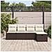 Set di Divani da Giardino 5 Pezzi con Cuscini Marrone Rattan Poliestere, Divano da Giardino a 2 Posti con Ripostiglio e Cuscini Marrone Rattan Poliestere - Foto miniatura 3