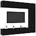 Set di mobili TV da 5 pezzi a parete in rovere nero in legno ingegnerizzato - Foto miniatura 3