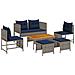 Set Divano da Esterno Grigio e blu navy Rattan con telaio in metallo - Foto miniatura 1