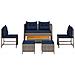 Set Divano da Esterno Grigio e blu navy Rattan con telaio in metallo - Foto miniatura 8