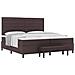 Letto a molle con materasso e panca marrone scuro 200x200 cm Tessuto - Foto miniatura 1