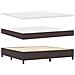 Letto a molle con materasso e panca marrone scuro 200x200 cm Tessuto - Foto miniatura 3