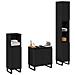 Set di mobili per bagno a 3 pezzi in legno ingegnerizzato nero - Foto miniatura 3