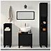 Set di mobili per bagno a 3 pezzi in legno ingegnerizzato nero - Foto miniatura 4