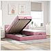Struttura Letto Pouf con Materassi Rosa 200x200 cm Velluto - Foto miniatura 2