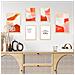 Set Di 6 Stampe Colori Astratti, Arancione, Rosso, Bianco, Forme Incorniciate Con Illustrazioni Di Design Per Le Pareti Di Casa A3 & A4 Telaio In Legno Chiaro - Foto miniatura 1