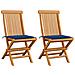Sedie Da Giardino Con Cuscini Blu Reale 2 Pz Massello Di Teak - Foto miniatura 1