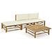 Set Divani Da Giardino 4 Pz Con Cuscini Bianco Crema In Bambù - Foto miniatura 1
